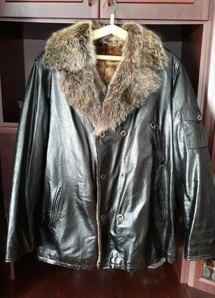 Куртка кожаная на натуральном меху, зимняя куртка 3xl, меховая...