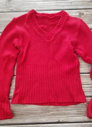 Кофта красная, свитер для девочки, красный свитер, зимняя кофта