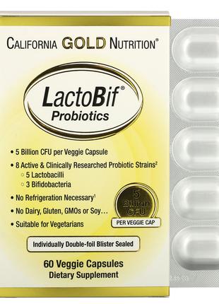 Пробіотики LactoBif 5 млрд КУО 60 капс. California Gold Nutrition