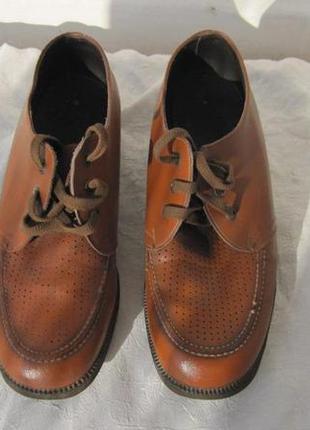 Стильные винтажные мужские туфли дерби в стиле 80-х телячья кожа