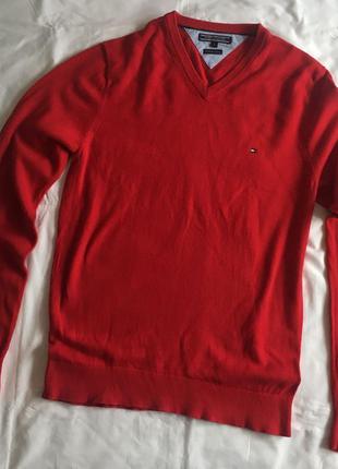 Чоловічий новорічний джемпер/светр з V-подібним вирізом tommy h..