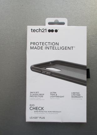 Оригинальный чехол Tech21 Evo CHECK для LG K20 Plus Противоударны