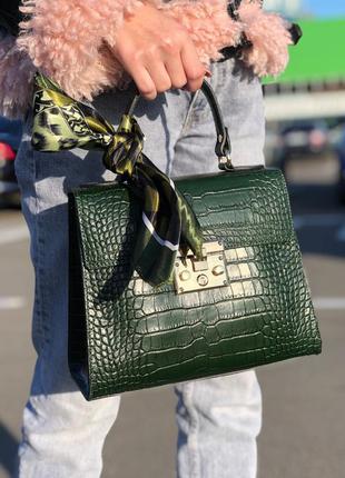 Сумка италия натуральная кожа зеленая сумка зелена шкіряна сумка