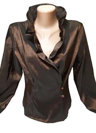 Нарядная блуза с воланами, бронзовый цвет с отливом, m-l