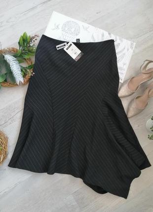 Оригинальная асимметричная юбка  черная в мелкую полоску georg...