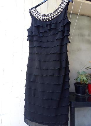 Вечернее черное платье футляр миди от m&co