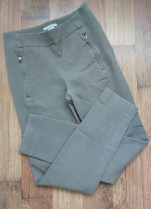 Бежевые джинсы стрейч брюки хаки зауженные  укороченные от m&h