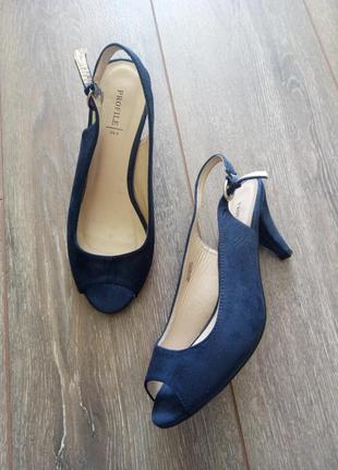 Замшевые туфли босоножки сандалии синие замш от profile
