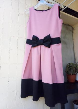 Розовое пудровое черное платье сарафан стрейч пудра от chie