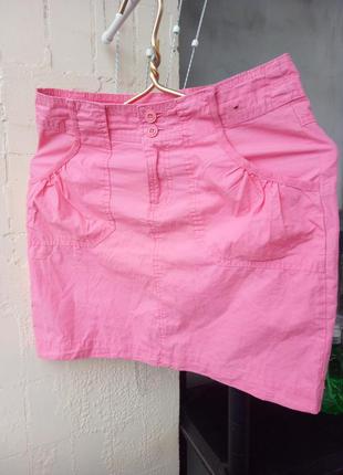 Розовая короткая летняя юбка коттон от denim co