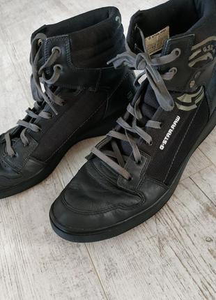 Черные мужские высокие ботинки под кеды от g-star raw из натур...