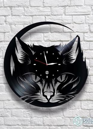 "кошка" - настенные часы из виниловых пластинок. уникальный по...