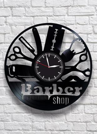 "barber shop" - настенные часы из виниловых пластинок. уникаль...