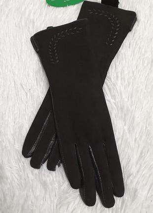 Стильні жіночі рукавички "зимушка" із натуральної шкіри з...