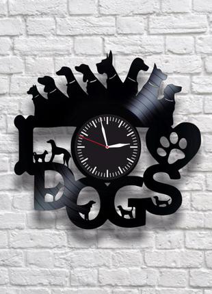 "собаки" - настенные часы из виниловых пластинок. уникальный п...
