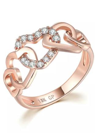 Позолоченное кольцо с кристаллами