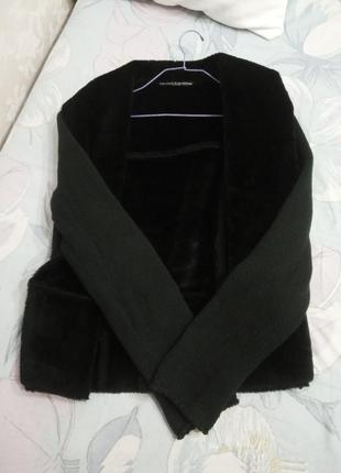 Куртка косуха жакет пиджак замшевая махровая с вязаными рукавами