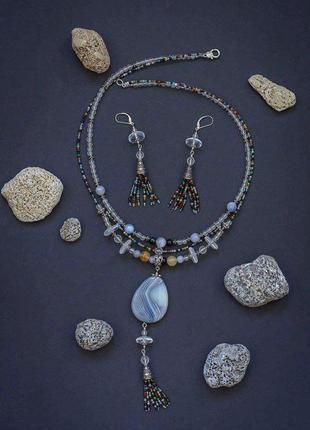 Дизайнерское ожерелье из натуральных камней "радужный дождь"🌈💦