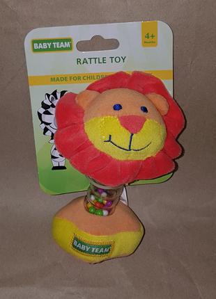 Мягкая игрушка погремушка-гантелька BABY TEAM 8505 лев львенок