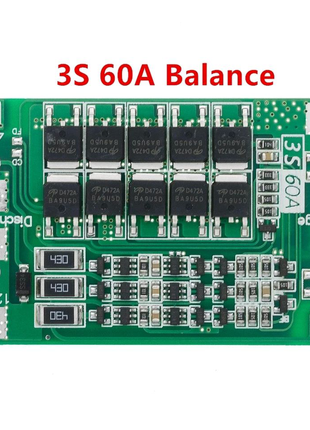 BMS 3S 60А Контроллер заряда разряда с балансировкой для 3х 18650