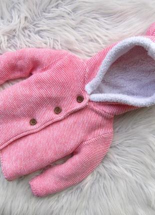 Теплая кофта свитер реглан бомбер с капюшоном и ушками mothercare