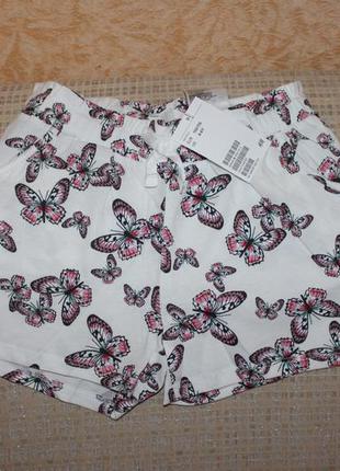 Новые шорты бабочки на девочку 4-6, 6-8 лет от h&m, англия