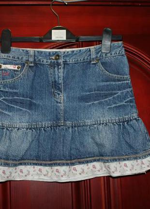 Красивая фирменная джинсовая юбка девочке 11-12 лет