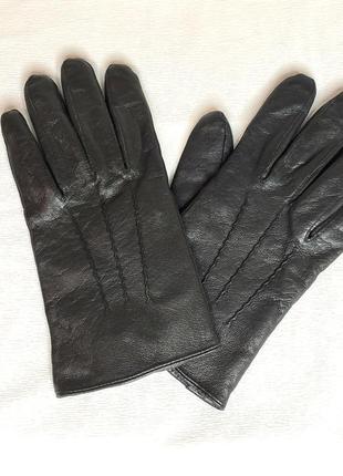 Перчатки мужские кожаные черные f&f