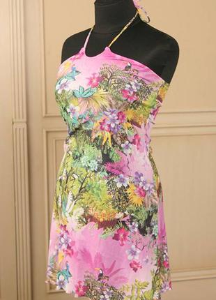 Пляжное итальянское стрейчевое платье туника  rosapois цветочн...