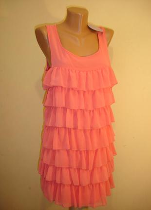 Воздушное коралловое платье  "paprika" 46-48 р