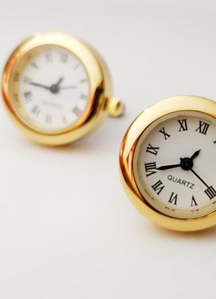 Запонки часы Quartz с механизмом золотистые с циферблатом