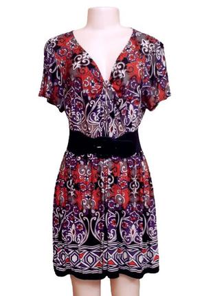 Красочное стрейчевое платье с драпировкой от груди, l-2xl
