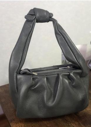 Серая кожаная сумка италия сіра жіноча сумка модная сумка
