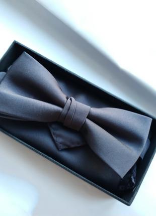 бабочка галстук краватка темно серый платок