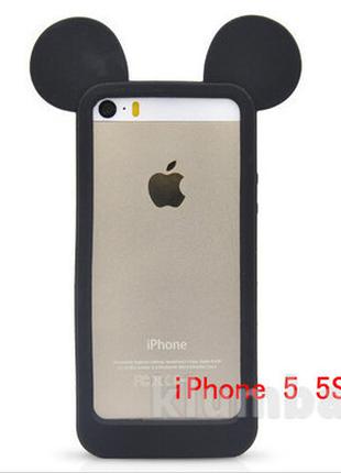 Чехол Бампер для iPhone 5c, 5, 5s, силиконовый, черный