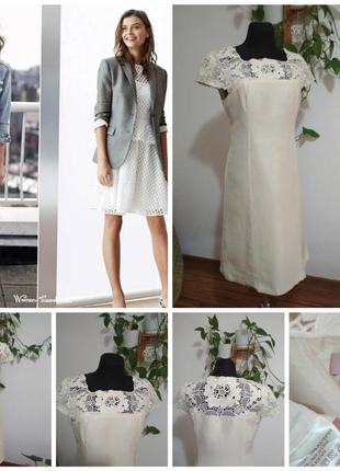 Шовк і льон фірмове біле 100% натуральне мереживне плаття ідеа...
