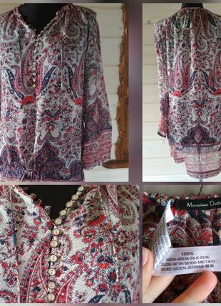 Фирменная шёлковая очень стильная блуза туника в турецкие огур...
