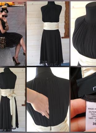 Фирменное базовое шёлковое маленькое чёрное платье миди