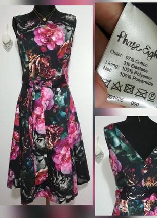 Фирменное котоновое платье миди с роскошным цветочным принтом