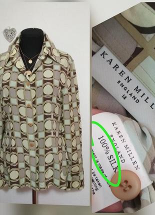 Люкс бренд фирменная шелковая блузка 100% натуральный шёлк