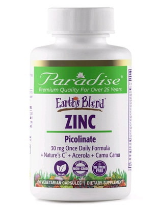 Цинк пиколинат, 30 мг, Paradise Herbs, Earth's Blend, Zinc, Picol