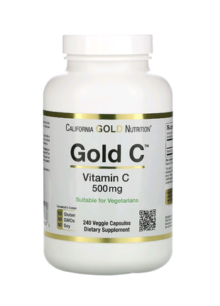 Gold C, витамин C, 500 мг, 240 растительных капсул
