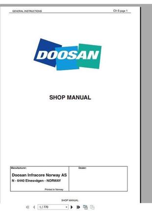 Каталог запчастей Doosan Service Manual 2019 PDF