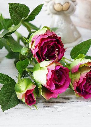 Цветы искусственные-шелковые розы 5 бутонами 8 марта Св.Валентина