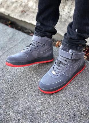 Force grey. Nike Air Force Winter Grey. Nike Air Force 1 High Winter замшевые серые. Air Force 1 кроссовки зимние замша. Air Force Winter Grey Red.