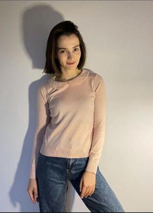 Розовый персиковый свитер джемпер с пайетками h&m