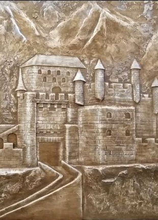 Картина - барельеф "Древний замок в горах"