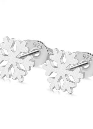 ❄️стильные изящные серебряные серьги-гвоздики снежинки s925❄️