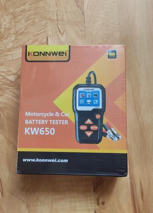Анализатор батареи KONNWEI KW650, тестер авто/мото аккумулятора