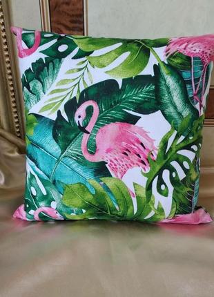 Декоративная наволочка с  фламинго,35*35 см